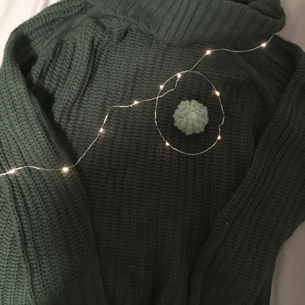 Green cowl neck sweater